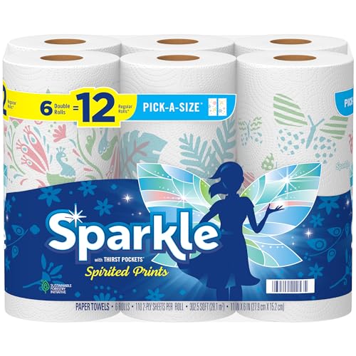 Pick-A-Size Paper Towels, Spirited Prints, 6 Double Rolls