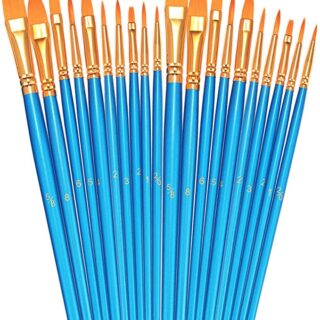 BOSOBO Paint Brushes Set, 2 Pack 20 Pcs Round Pointed Tip